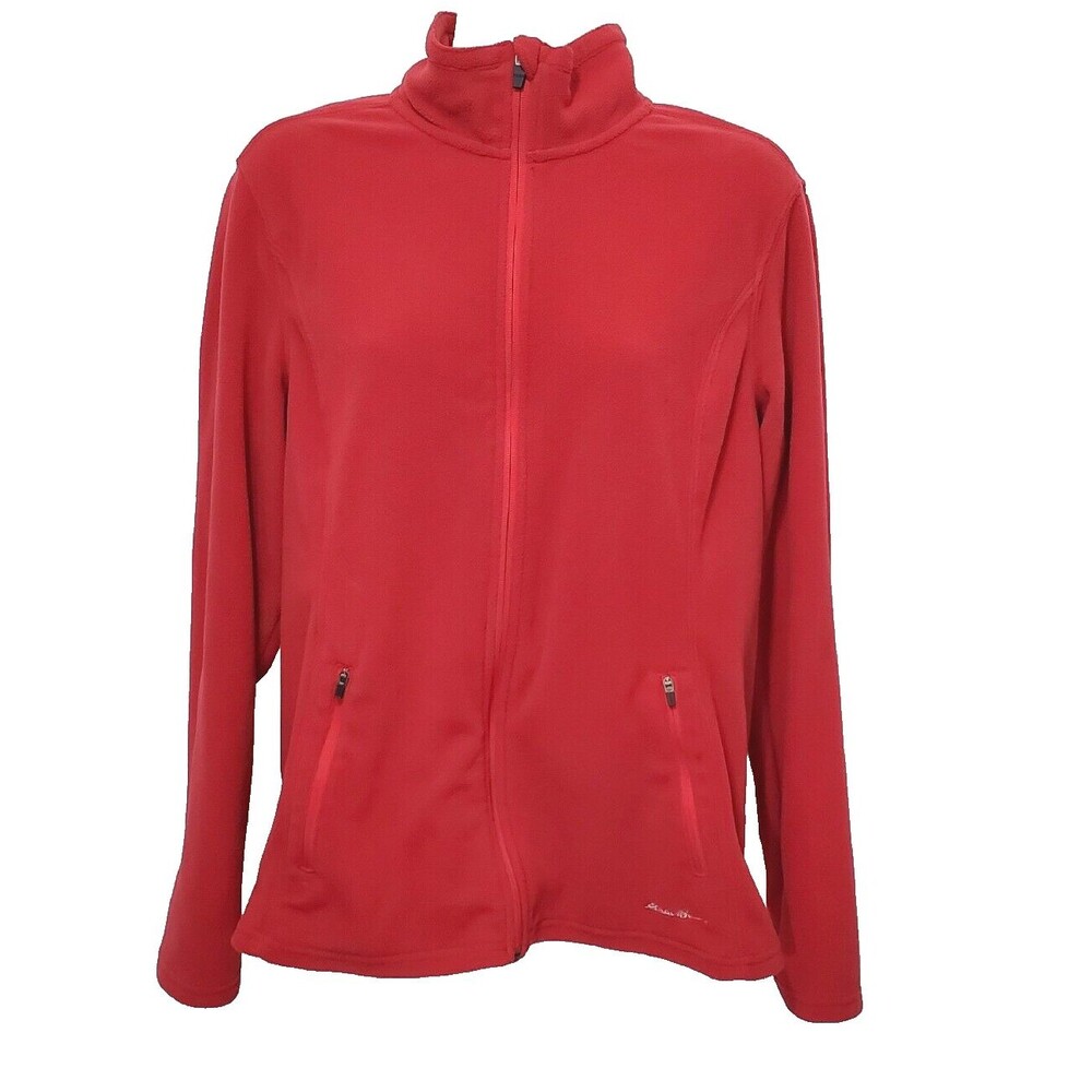 Eddie Bauer Jacket Womens Large Pink Full Zip Pocket Fleece Polartec Hiking